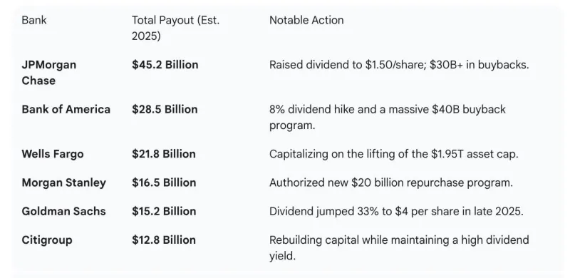 Wall Street’s $140 Billion Payout: Big Banks Smash Capital Return Records