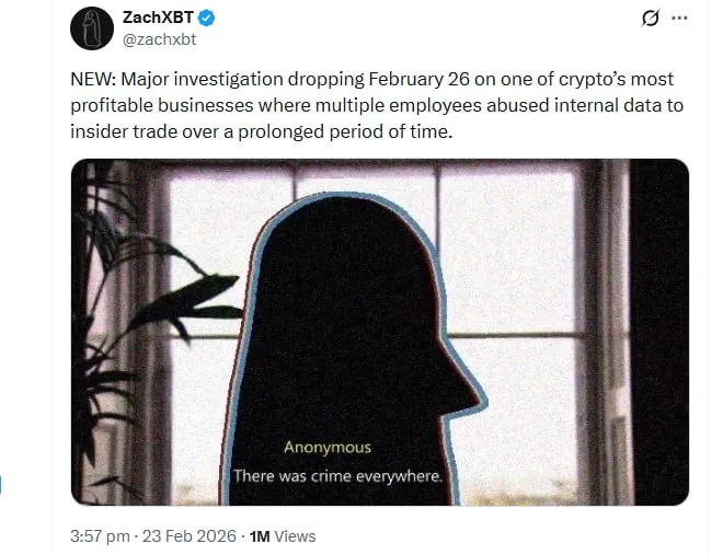 ZachXBT Crypto Insider Trading Expos茅 2026